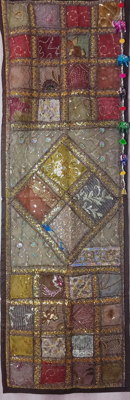 Textil Tapiz y Camino bordado patchwork elefante 90x60 cm,ENVÍO GRATIS SIN PEDIDO MÍNIMO