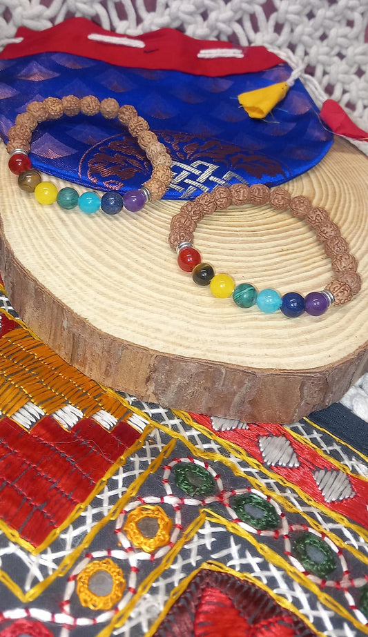 PULSERA MALA RUDRAKSHA CON LOS SIETE CHAKRAS,COMPLEMENTO PARA LUCIR CON ESTILO CONSCIENTE.ENVÍO GRATIS SIN PEDIDO MÍNIMO.