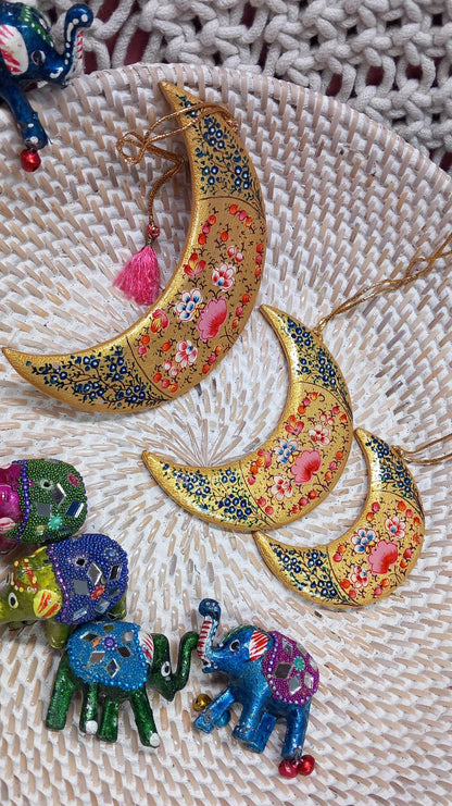 SET DECORATIVO DE 3 LUNAS SURUC,PAPEL MACHÉ PINTADO A MANO.ENVÍO GRATIS SIN PEDIDO MÍNIMO