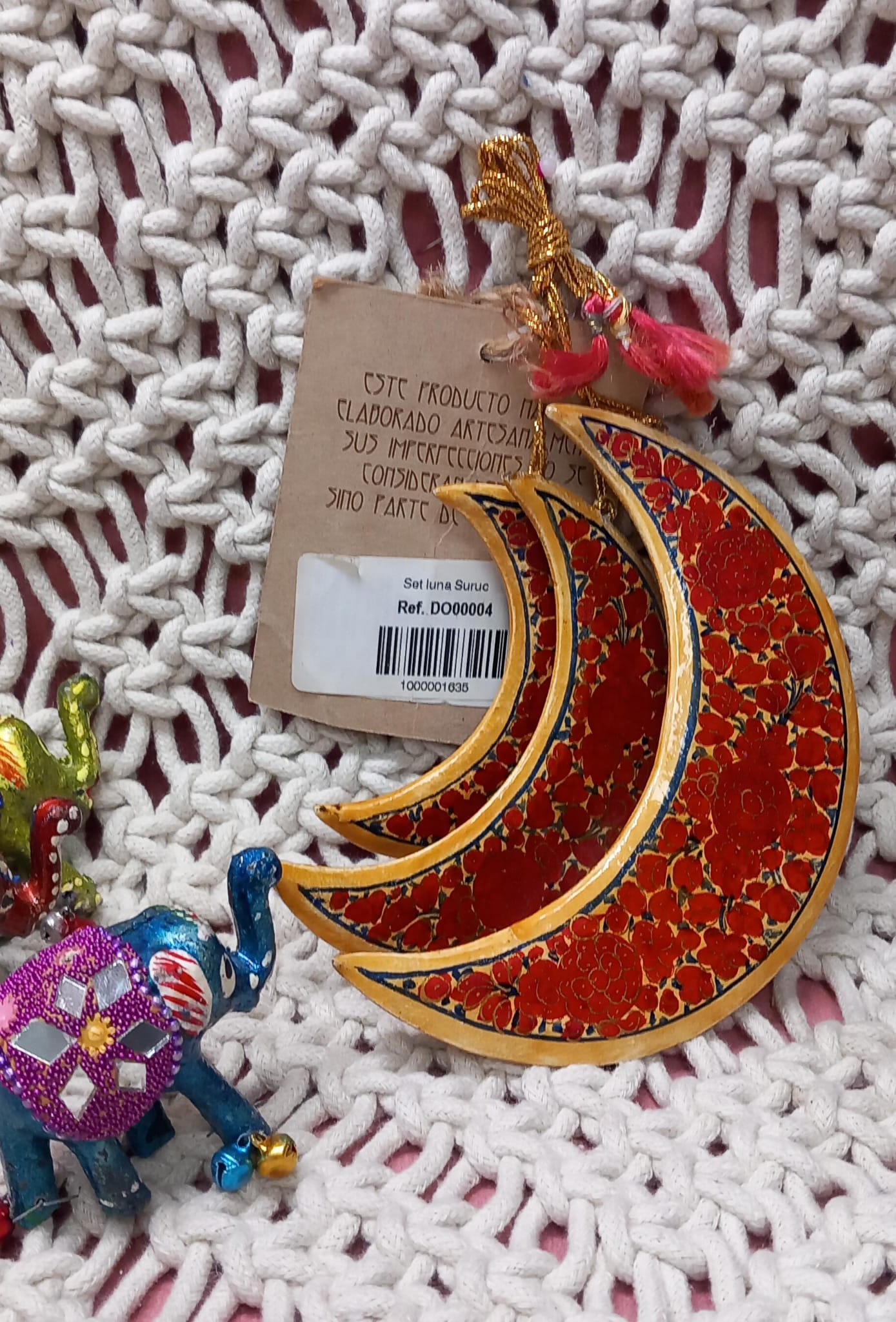 SET DECORATIVO DE 3 LUNAS SURUC,PAPEL MACHÉ PINTADO A MANO.ENVÍO GRATIS SIN PEDIDO MÍNIMO