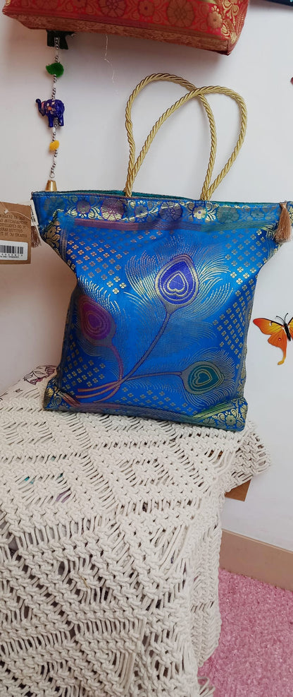 Tote seda saree de primera calidad,artesanía India,envío gratis sin pedido mínimo y precio sin competencia.