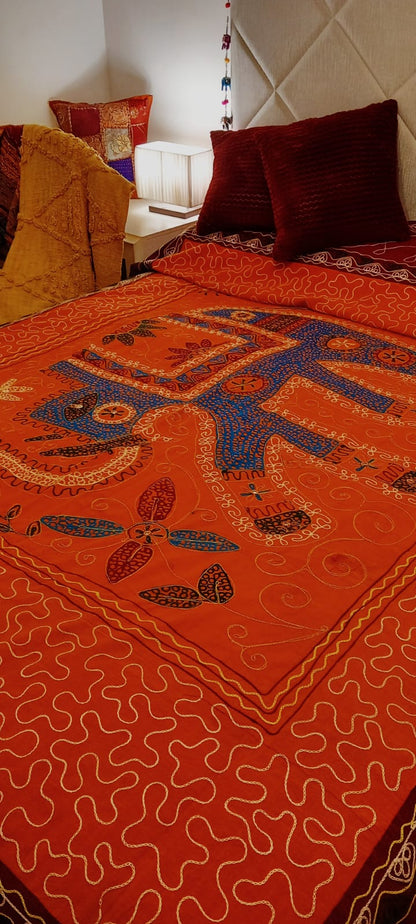 CUBRECAMA ELEFANTES CAMA DOBLE CON 200X260CM LLENO DE ENCANTO ARTESANAL.ENVÍO GRATIS SIN PEDIDO MÍNIMO.