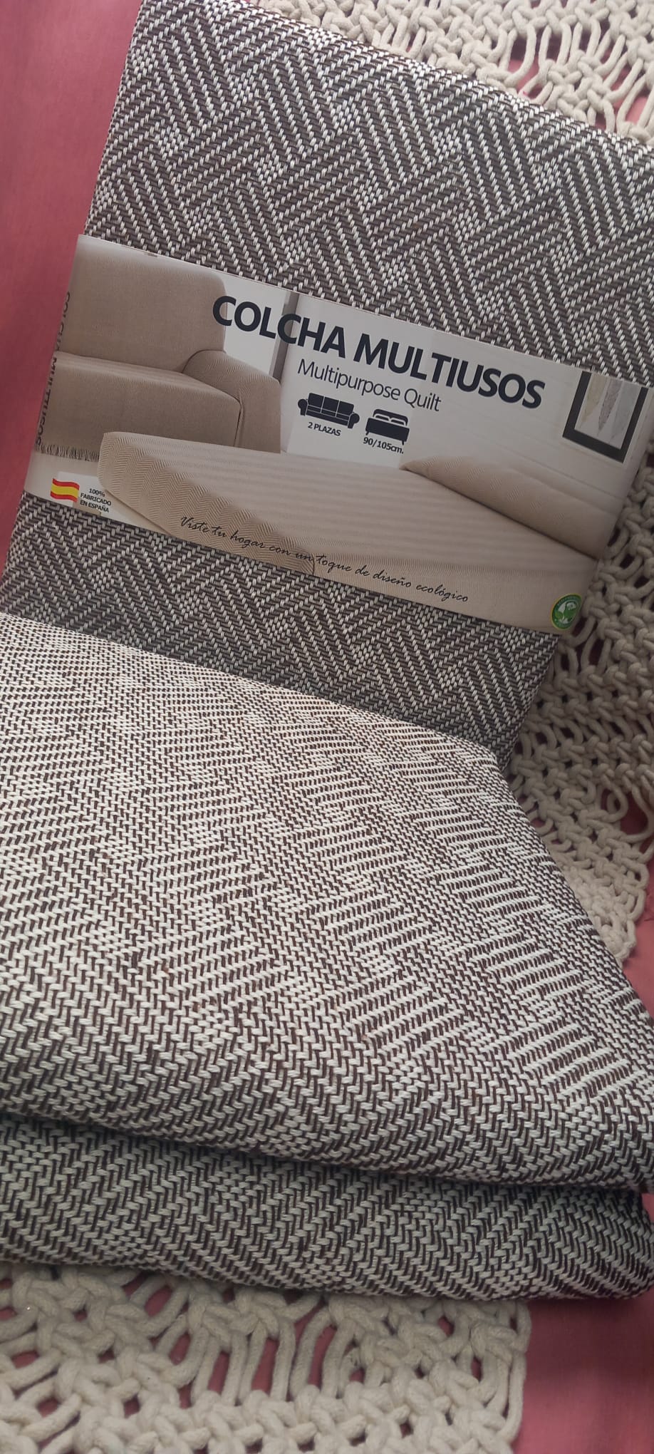 JARAPA COLCHA MULTIUSOS DE ALGODÓN PINCELADAS EN MARRÓN 180X260CM.ENVÍO GRATIS SIN PEDIDO MÍNIMO.