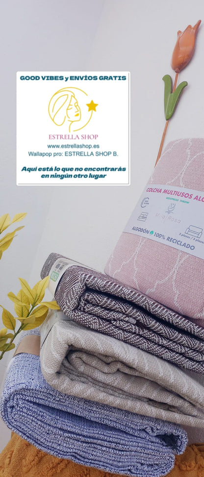 JARAPA PLAID MULTIUSOS ALGODÓN RECICLADO:MAGIA EN TU HOGAR ENVÍO GRATIS SIN PEDIDO MÍNIMO.