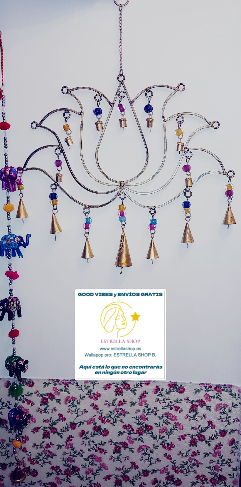 PIEZA DECORATIVA QUE UNE ESPIRITUALIDAD Y FORTUNA,COLGADOR LOTO ARTESANAL DE LA INDIA.ENVÍO GRATIS SIN PEDIDO MÍNIMO.