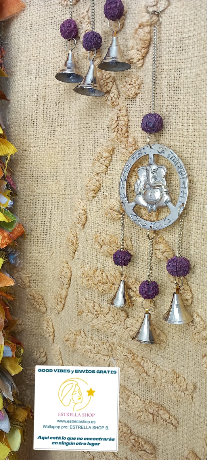 COLGADOR RUDRASKHAS Y ESPIRITUALIDAD CON CAMPANITAS PIEZA VIBRANTE IMPRESNCINDIBLE EN TUS AMBIENTES CON ALMA Y DISTINCIÓN.ENVÍO GRATIS SIN PEDIDO MÍNIMO.