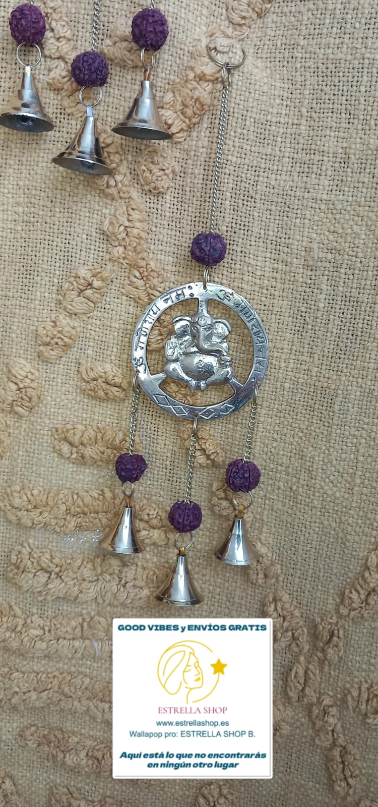 COLGADOR RUDRASKHAS Y ESPIRITUALIDAD CON CAMPANITAS PIEZA VIBRANTE IMPRESNCINDIBLE EN TUS AMBIENTES CON ALMA Y DISTINCIÓN.ENVÍO GRATIS SIN PEDIDO MÍNIMO.