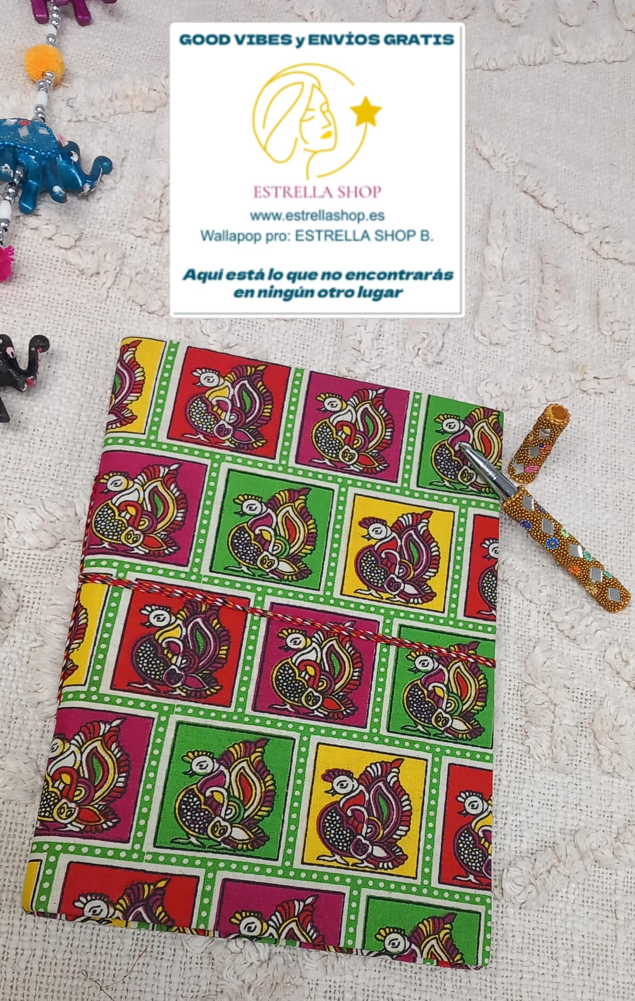 CUADERNO XL 18X25CM UNA PIEZA DE ARTE Y TRADICIÓN.FAISÁN SAGRADO EN INDIA SIMBOLIZANDO EL AMOR Y LA COMPASIÓN.ENVÍO GRATIS SIN PEDIDO MÍNIMO.