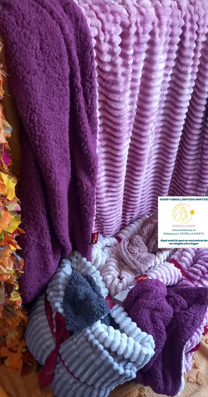 MANTAS ACOLCHADAS A DOBLE CARA CON SHERPA DELUXE EN VARIOS COLORES MÁGICOS.ENVÍO GRATIS SIN PEDIDO MÍNIMO.