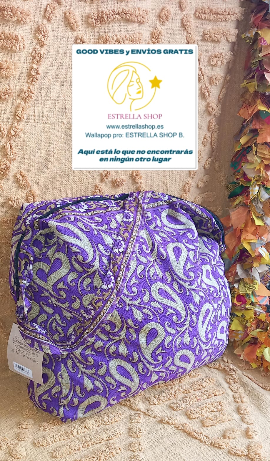 BOLSO SEDA CON CREMALLERA,AUTÉNTICA ARTESANÍA INDIA CON MÁGICOS COLORES.ENVÍO GRATIS SIN PEDIDO MÍNIMO.