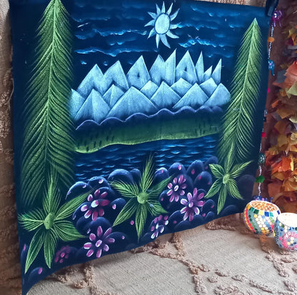 TEXTIL TERCIOPELO PINTADO A MANO EN INDIA UNA OBRA CARGADA DE SIMBOLISMO Y COLOR. ENVÍO GRATIS SIN PEDIDO MÍNIMO.