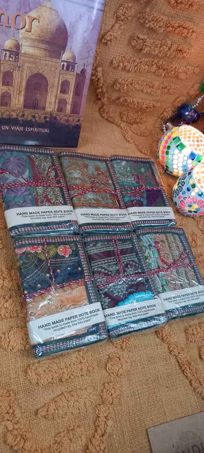 6 LIBRETAS PATCHWORK HECHAS A MANO ARTESANALMENTE EN INDIA.ENVÍO GRATIS IN PEDIDO MÍNIMO.
