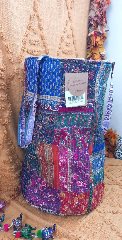 CESTO MULTIUSOS PATCHORK CON YUTE,MULTIFUNCIONAL CON ESTAMPADOS ÚNICOS,ENVÍO GRATIS SIN PEDIDO MÍNIMO.
