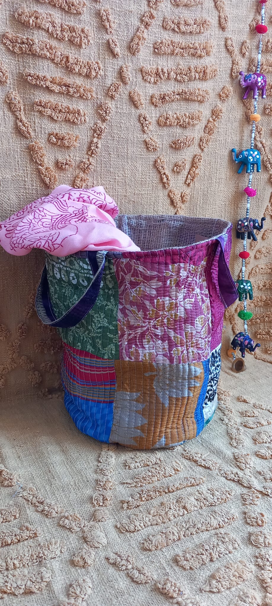 CESTO MULTIFUNCIONAL PATCHWORK 25X30 ENVÍO GRATIS SIN PEDIDO MÍNIMO