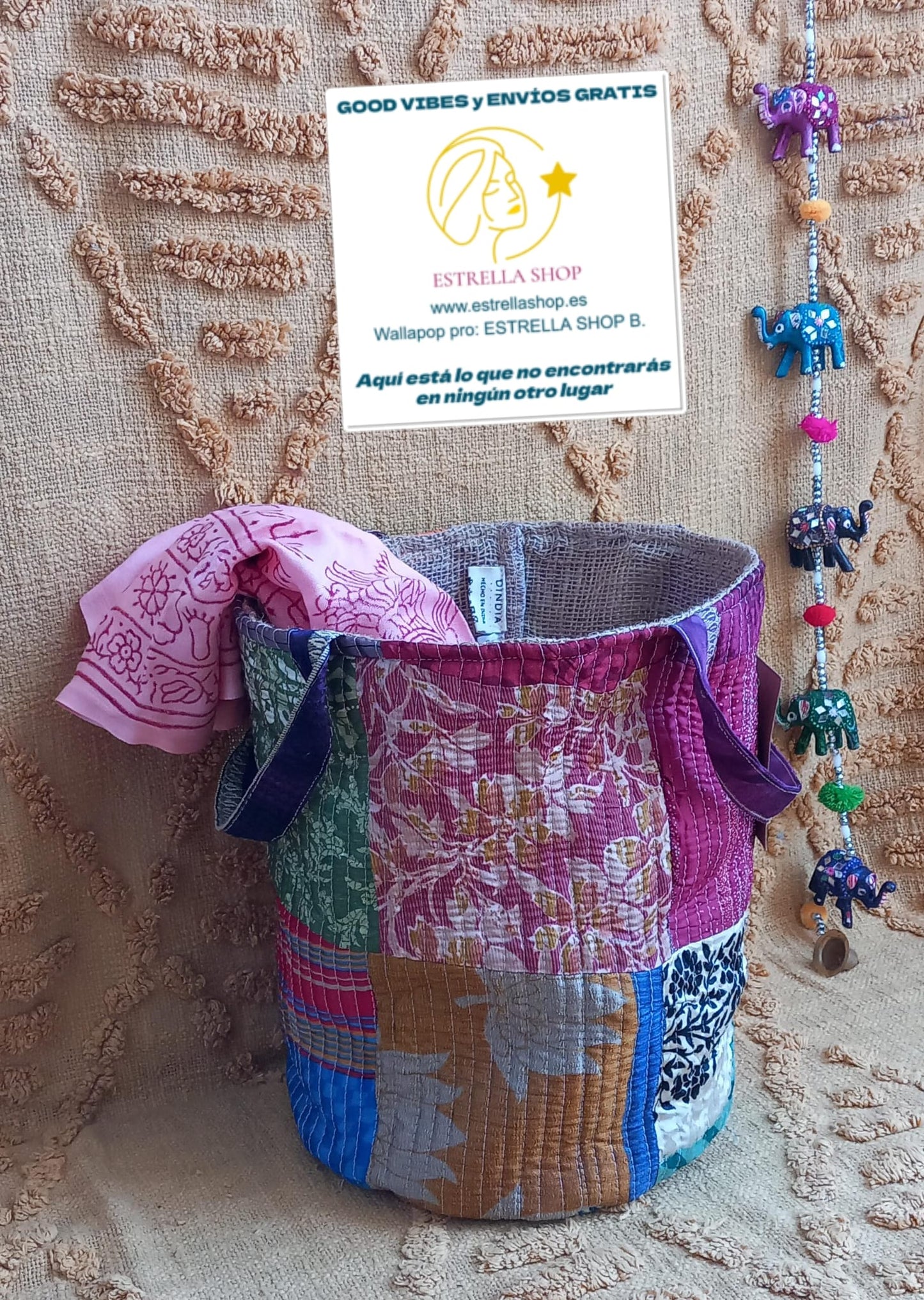 CESTO MULTIFUNCIONAL PATCHWORK 25X30 ENVÍO GRATIS SIN PEDIDO MÍNIMO