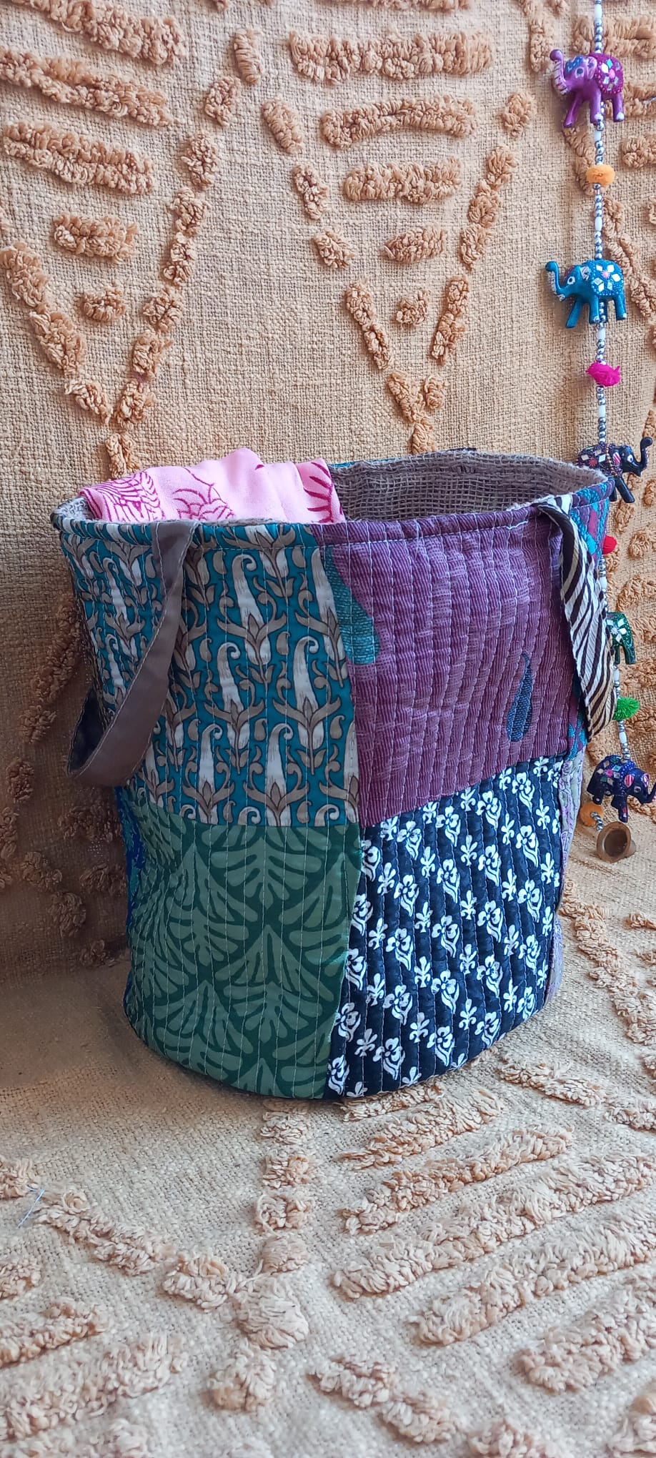 CESTO MULTIFUNCIONAL PATCHWORK 25X30 ENVÍO GRATIS SIN PEDIDO MÍNIMO