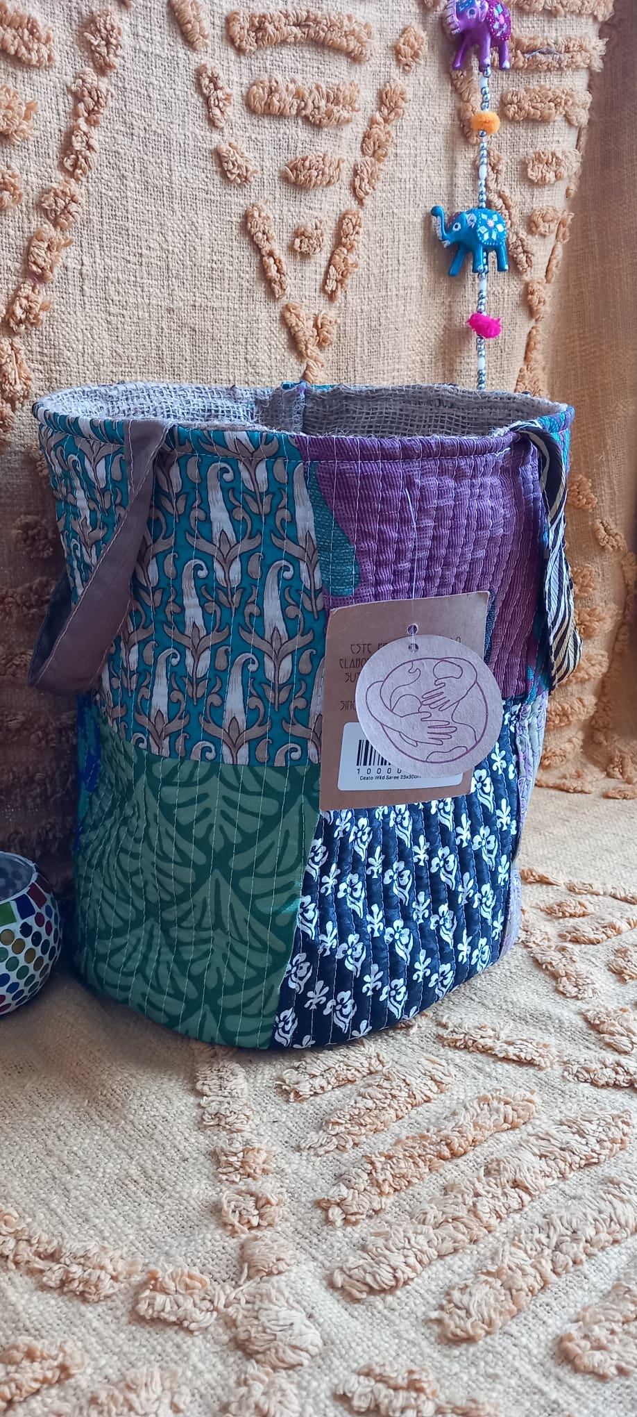 CESTO MULTIFUNCIONAL PATCHWORK 25X30 ENVÍO GRATIS SIN PEDIDO MÍNIMO