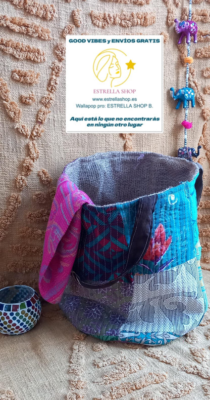 CESTO MULTIFUNCIONAL PATCHWORK 25X30 ENVÍO GRATIS SIN PEDIDO MÍNIMO