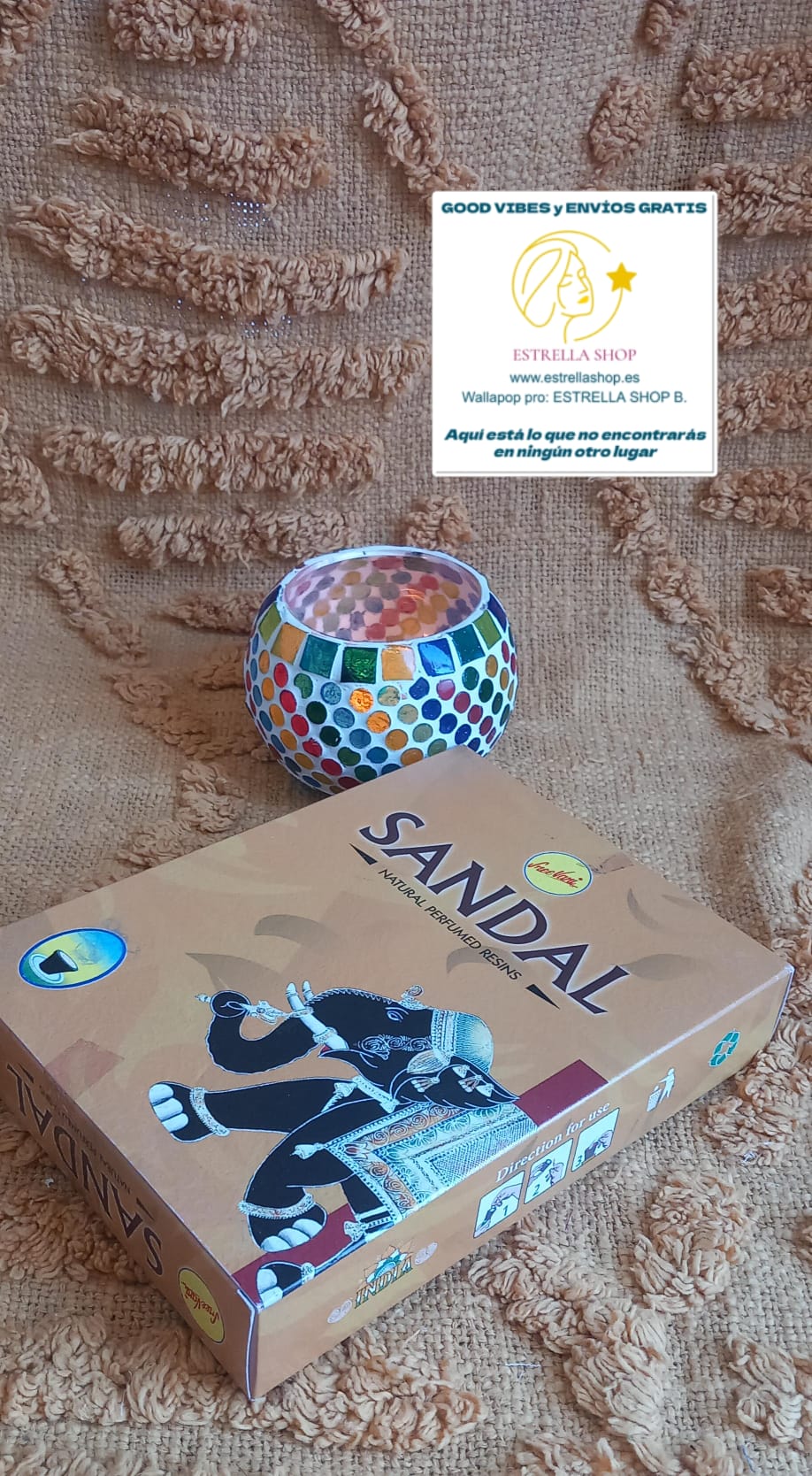 CAJA CON 12 COPAS DE INCIENSO NATURAL RESINA DE LA INDIA SÁNDALO SRI VANI.ENVÍO GRATIS.