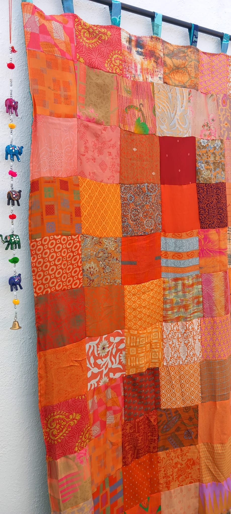 CORTINA MÁGICA PORQUE ES REVERSIBLE PATCHWORK A 2 CARAS YA CONFECCIONADA.ENVÍO GRATIS.