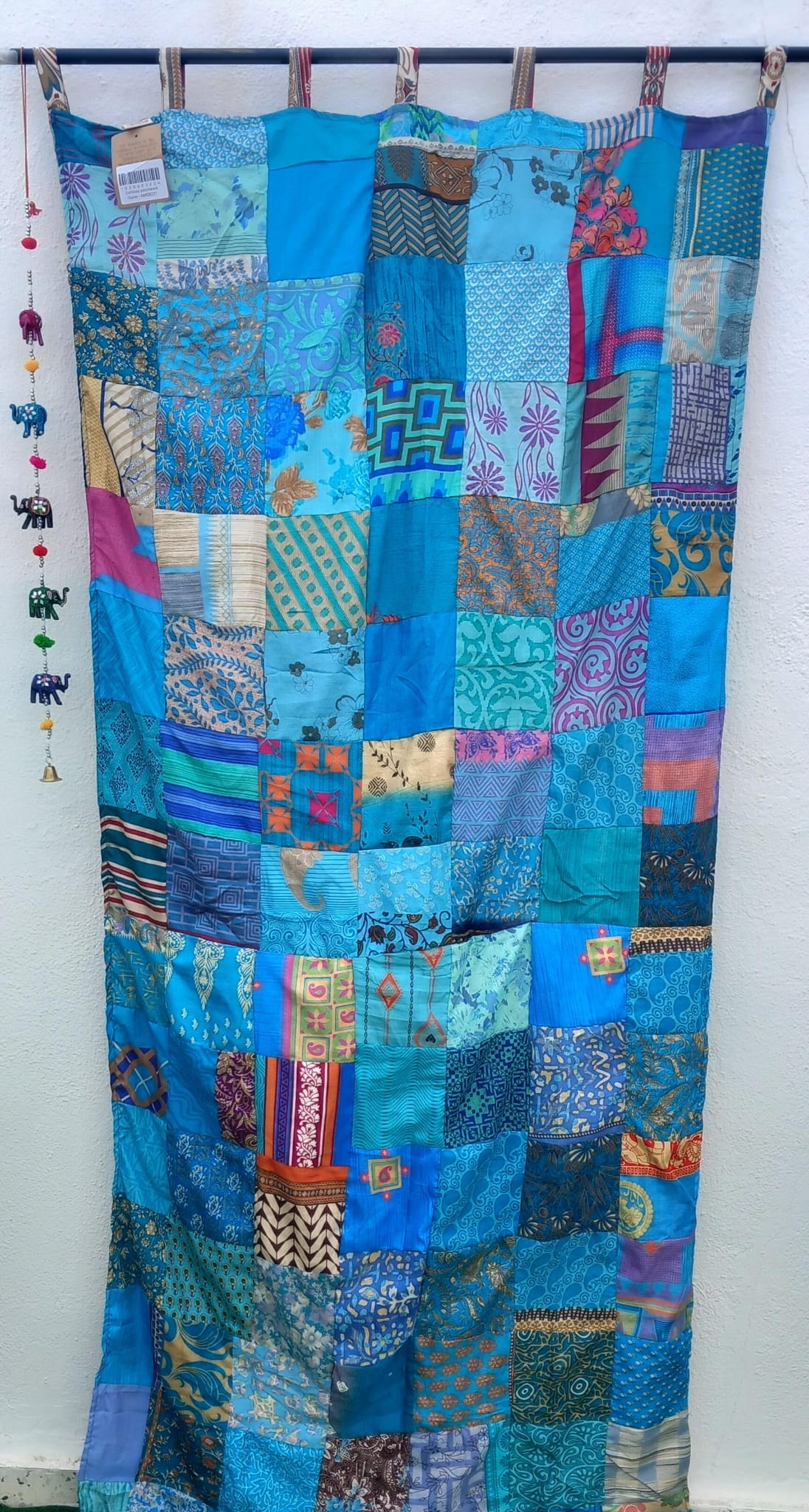 CORTINA MÁGICA PORQUE ES REVERSIBLE PATCHWORK A 2 CARAS YA CONFECCIONADA.ENVÍO GRATIS.
