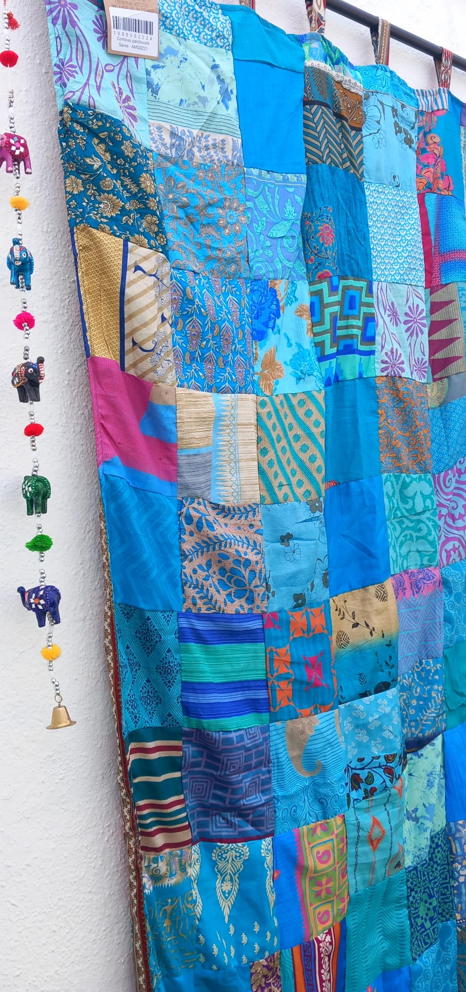 CORTINA MÁGICA PORQUE ES REVERSIBLE PATCHWORK A 2 CARAS YA CONFECCIONADA.ENVÍO GRATIS.