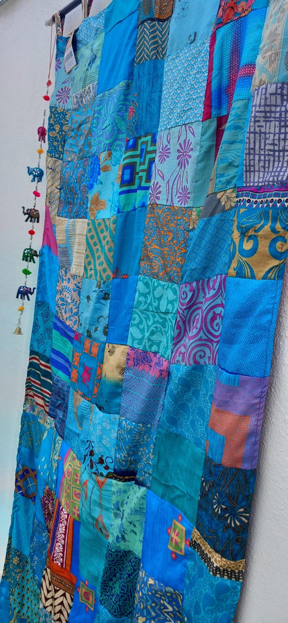 CORTINA MÁGICA PORQUE ES REVERSIBLE PATCHWORK A 2 CARAS YA CONFECCIONADA.ENVÍO GRATIS.