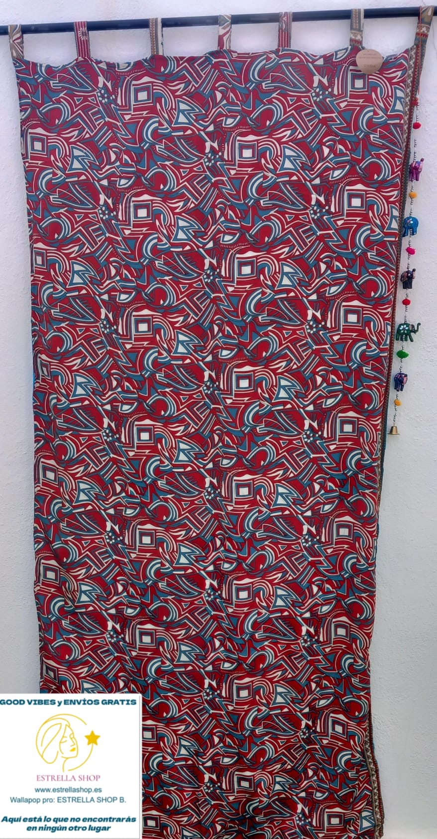 CORTINA MÁGICA PORQUE ES REVERSIBLE PATCHWORK A 2 CARAS YA CONFECCIONADA.ENVÍO GRATIS.