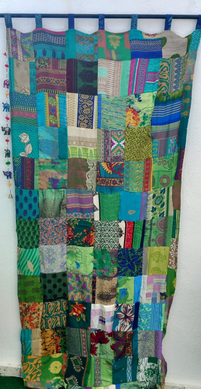 CORTINA MÁGICA PORQUE ES REVERSIBLE PATCHWORK A 2 CARAS YA CONFECCIONADA.ENVÍO GRATIS.