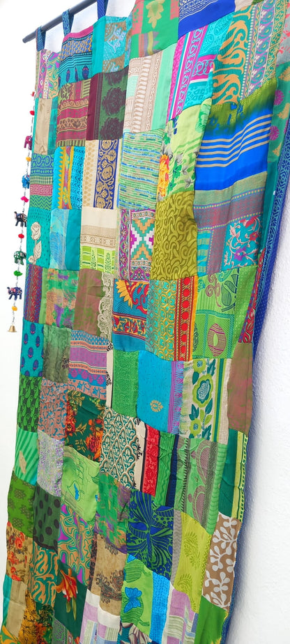 CORTINA MÁGICA PORQUE ES REVERSIBLE PATCHWORK A 2 CARAS YA CONFECCIONADA.ENVÍO GRATIS.