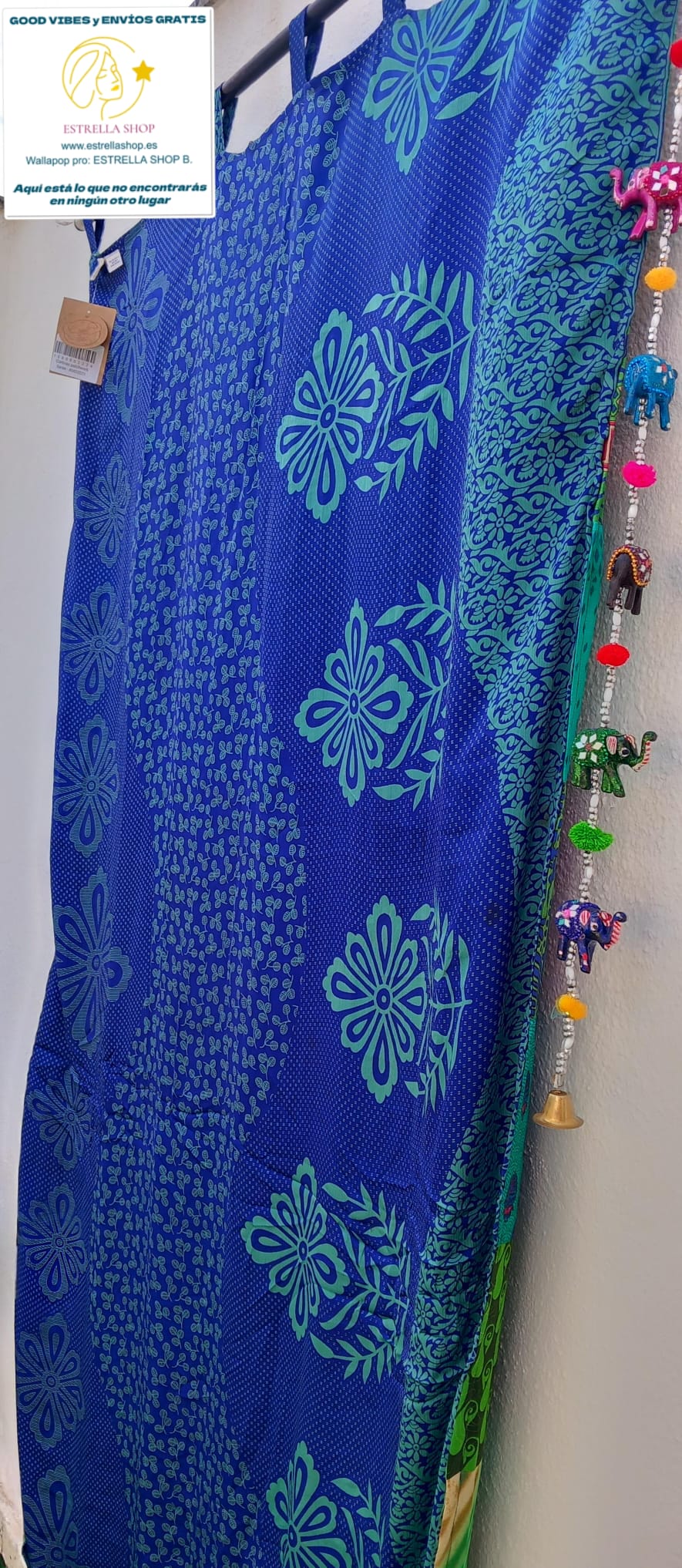 CORTINA MÁGICA PORQUE ES REVERSIBLE PATCHWORK A 2 CARAS YA CONFECCIONADA.ENVÍO GRATIS.