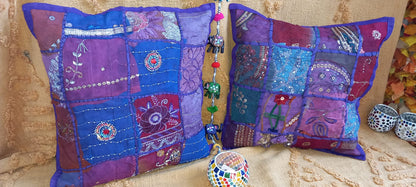 PACK 2 FUNDAS DE COJÍN PATCHWORK UNIVERSO PÚRPURE ARTESANALES Y CON ENVÍO GRATIS SIN PEDIDO MÍNIMO.