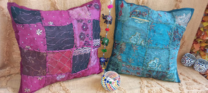 PACK 2 FUNDAS DE COJÍN MIX INDIA PATCHWORK.DECORACIÓN BOHEMIA Y ARTESANAL CON ENVÍO GRATIS SIN PEDIDO MÍNIMO.