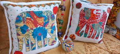 PACK 2 FUNDAS DE COJÍN CON APERTURA TRASERA LORD GANESH HECHAS EN INDIA ARTESANALMENTE A MANO.ENVÍO GRATIS SIN PEDIDO MÍNIMO.