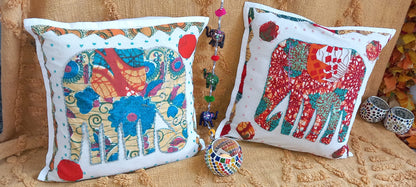 PACK 2 FUNDAS DE COJÍN CON APERTURA TRASERA LORD GANESH HECHAS EN INDIA ARTESANALMENTE A MANO.ENVÍO GRATIS SIN PEDIDO MÍNIMO.