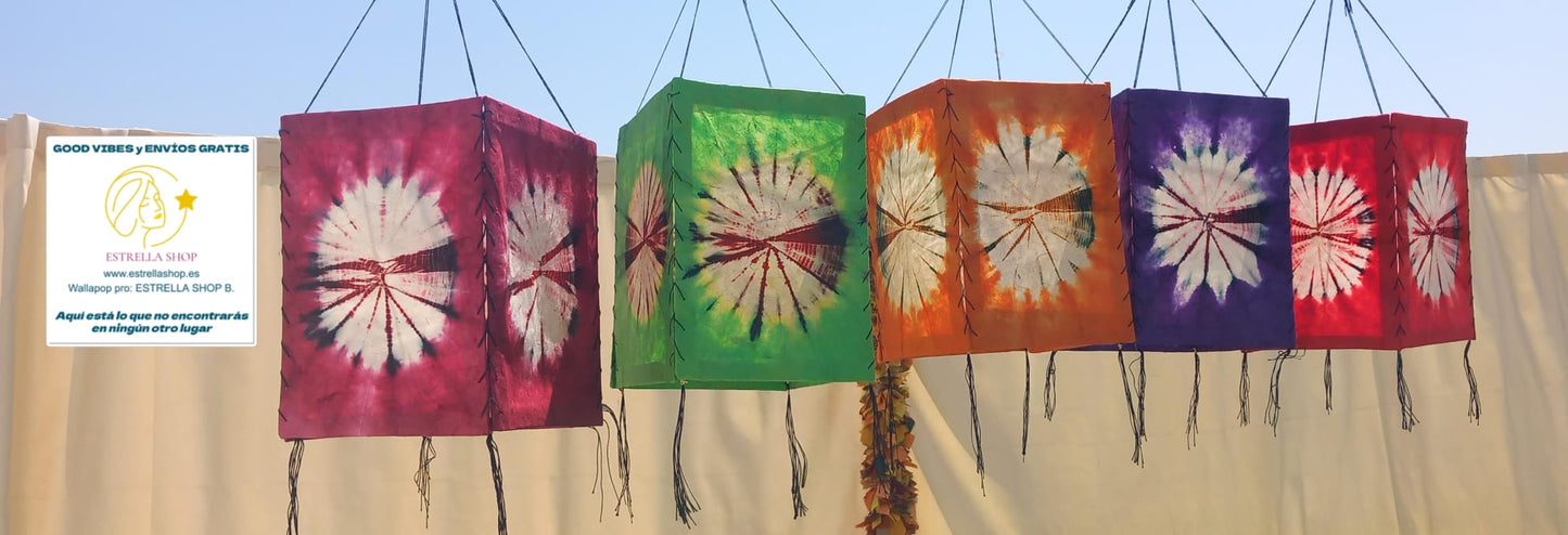 LÁMPARAS DECORATIVAS CON TRADICIÓN TYE DYE ARTESANALMENTE ELABORADAS.ENVÍO GRATIS SIN PEDIDO MÍNIO.