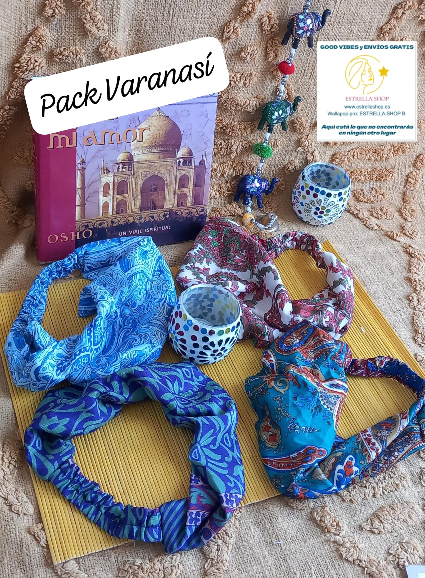 PACK DE 4 DIADEMAS SEDOSAS SAREE.ENVÍO GRATIS SIN PEDIDO MÍNIMO.