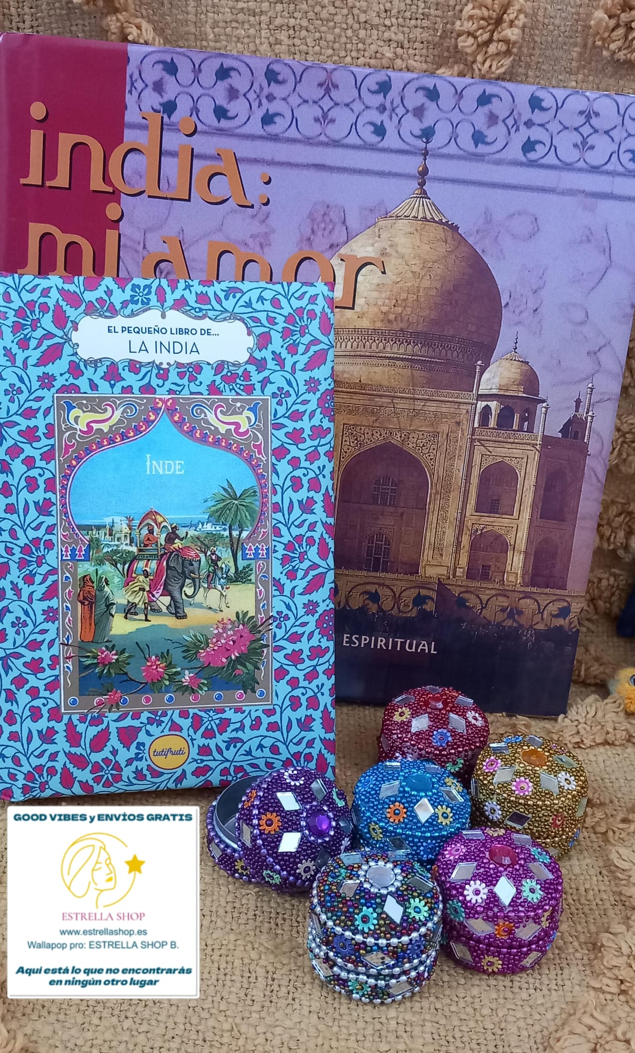 PACK JAIPUR DE 6 MINI CAJAS ESPEJITOS HECHAS ARTESANALMENTE EN INDIA.ENVÍO GRATIS SIN PEDIDO MÍNIMO.