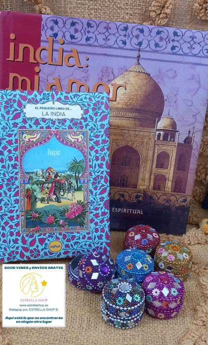 PACK JAIPUR DE 6 MINI CAJAS ESPEJITOS HECHAS ARTESANALMENTE EN INDIA.ENVÍO GRATIS SIN PEDIDO MÍNIMO.