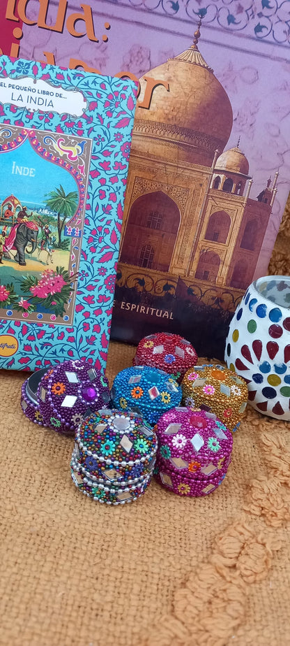 PACK JAIPUR DE 6 MINI CAJAS ESPEJITOS HECHAS ARTESANALMENTE EN INDIA.ENVÍO GRATIS SIN PEDIDO MÍNIMO.