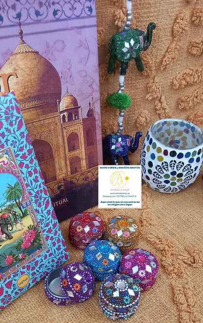 PACK JAIPUR DE 6 MINI CAJAS ESPEJITOS HECHAS ARTESANALMENTE EN INDIA.ENVÍO GRATIS SIN PEDIDO MÍNIMO.