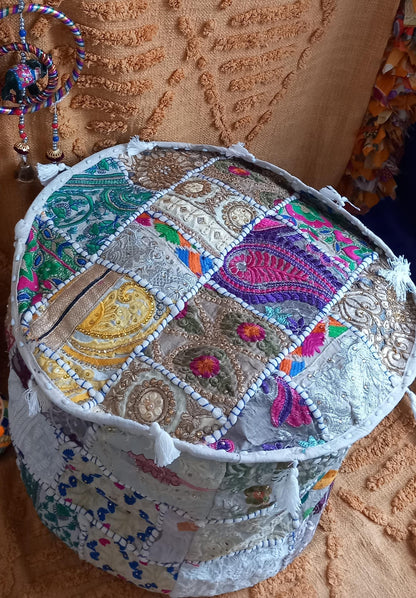 PUFF PATCHWORK ORIGINAL BOHO PARA CUALQUIER ESPACIO.45CM.ENVÍO GRATIS SIN PEDIDO MÍNIMO.