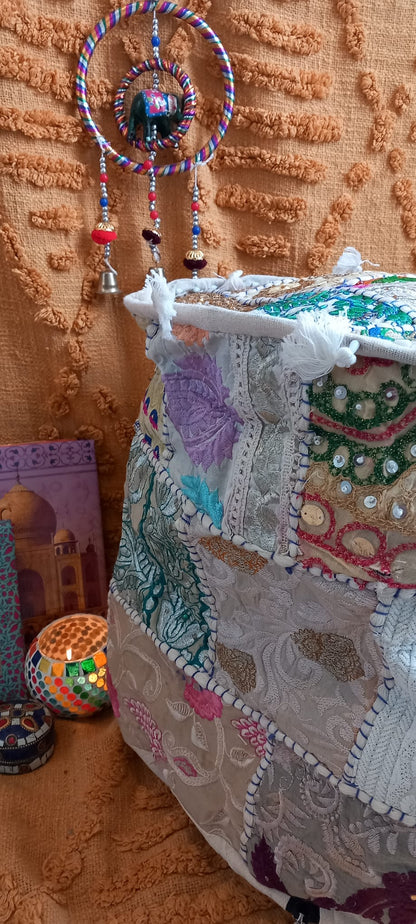 PUFF PATCHWORK ORIGINAL BOHO PARA CUALQUIER ESPACIO.45CM.ENVÍO GRATIS SIN PEDIDO MÍNIMO.