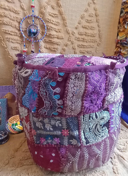 PUFF PATCHWORK REDONDO 45CM, CON ALMA Y CON ENVÍO GRATIS SIN PEDIDO MÍNIMO.