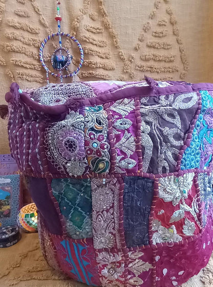 PUFF PATCHWORK REDONDO 45CM, CON ALMA Y CON ENVÍO GRATIS SIN PEDIDO MÍNIMO.