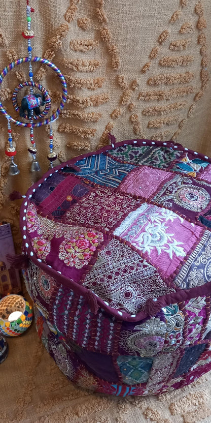 PUFF PATCHWORK REDONDO 45CM, CON ALMA Y CON ENVÍO GRATIS SIN PEDIDO MÍNIMO.