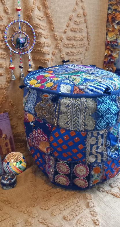 PUFF PATCHWORK HECHO A MANO EN INDIA REDONDO Y EXCLUSIVO.ENVÍO GRATIS SIN PEDIDO MÍNIMO.