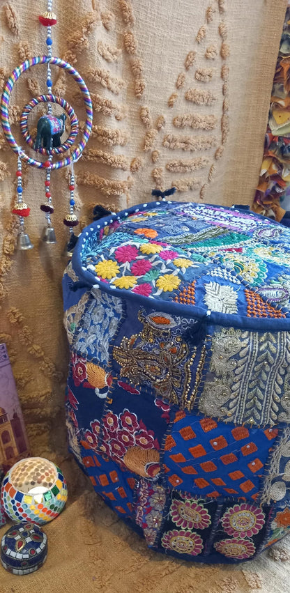 PUFF PATCHWORK HECHO A MANO EN INDIA REDONDO Y EXCLUSIVO.ENVÍO GRATIS SIN PEDIDO MÍNIMO.