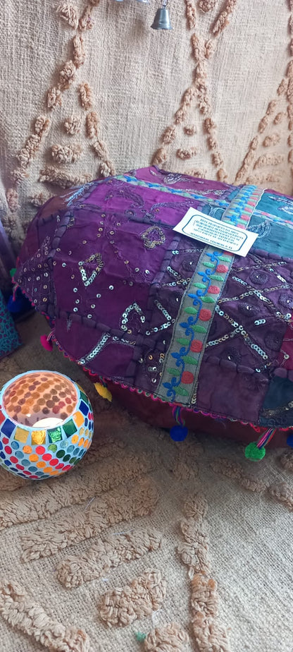 ZAFÚ PATCHWORK REDONDO ELABORADO ARTESANALMENTE CON ESENCIA BOHO.11.99€ENVÍO GRATIS SIN PEDIDO MÍNIMO.
