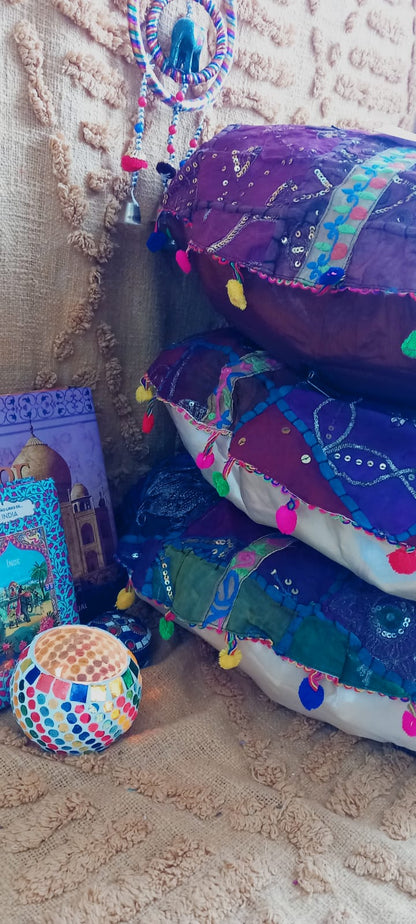 ZAFÚ PATCHWORK REDONDO ELABORADO ARTESANALMENTE CON ESENCIA BOHO.11.99€ENVÍO GRATIS SIN PEDIDO MÍNIMO.